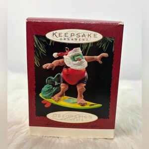 Hallmark Surfing Santa Ornament - Red, Green, Yellow